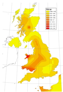 PGA hazard map for a 2,500 year return period. 
          CLICK FOR A LARGER VERSION