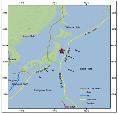 tohoku earthquake map